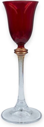 Domumart Crystal Glass Set in Red Color 80ml 6 Pieces