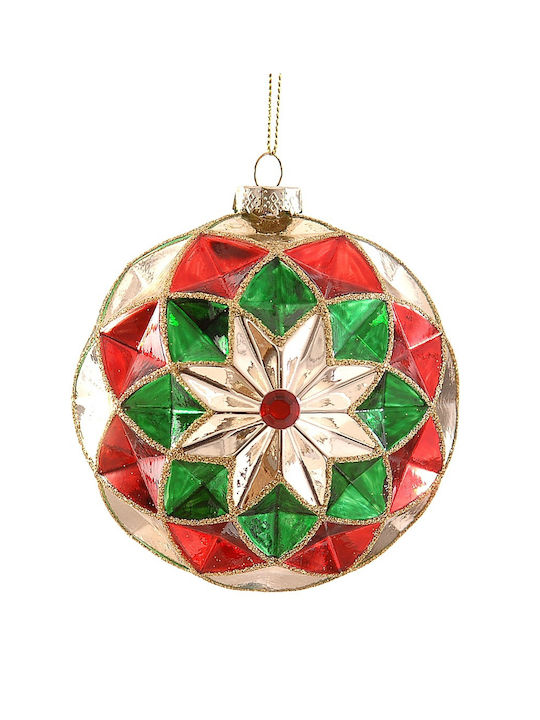 Christmas Ball Embossed Beads Decorative Glass Ball Red Green Vetur 25615 Ø 10 Cm
