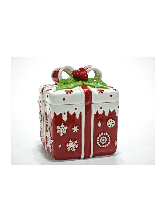 General Trade Christmas Cookie Jar Porcelain Multicolored L17xW14cm.