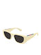 Gucci Women's Sunglasses with Beige Plastic Frame and Gray Lens