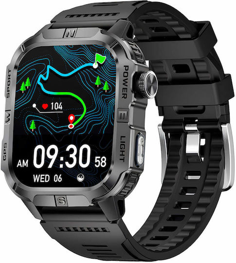 Microwear GTH3 Stainless Steel Smartwatch with Heart Rate Monitor (Black)