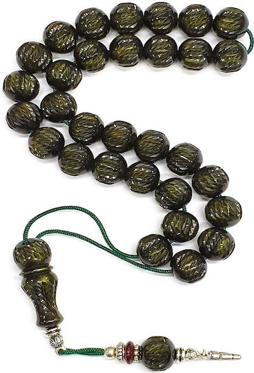 Roloi Komboloi Graven Mastic Worry Beads with 33 Beads Green 37cm