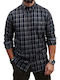 Long Sleeve Cotton Shirt in Regular Fit Checked Brown
