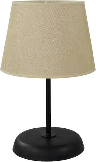 Heronia Table Lamp for Socket E27 with Beige Shade and Black Base