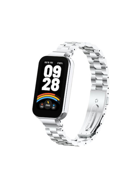 Metal Watch Strap Three Beads Redmi Band 3 Xiaomi Smart Band 9 Active Silver