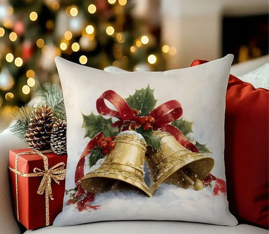 By Queen Limited Festive Edition Калъфка За Възглавница Златисти Камбанки Снежна Фон 45x45см