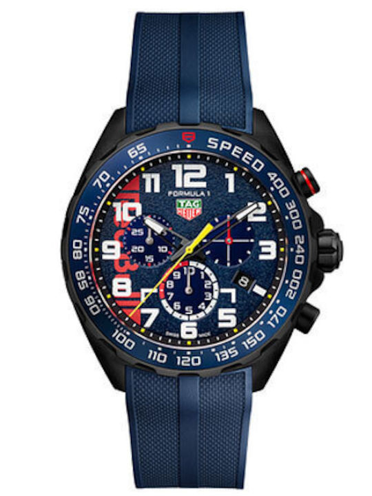 TAG Heuer Men's Watch Battery with Blue Rubber Strap