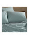 White Fabric Set Cearșafuri Single 165x270cm. Lune Albastru 3buc