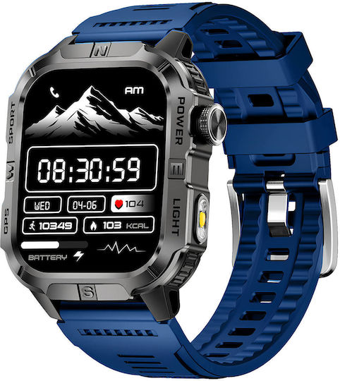 Microwear GTH3 Stainless Steel Smartwatch with Heart Rate Monitor (Blue)