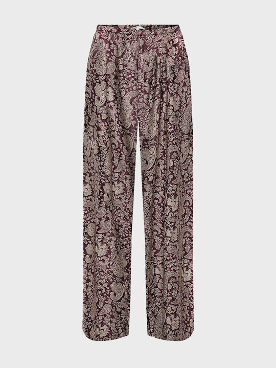 Damen Stoff Hose mit Gummizug Bordeaux