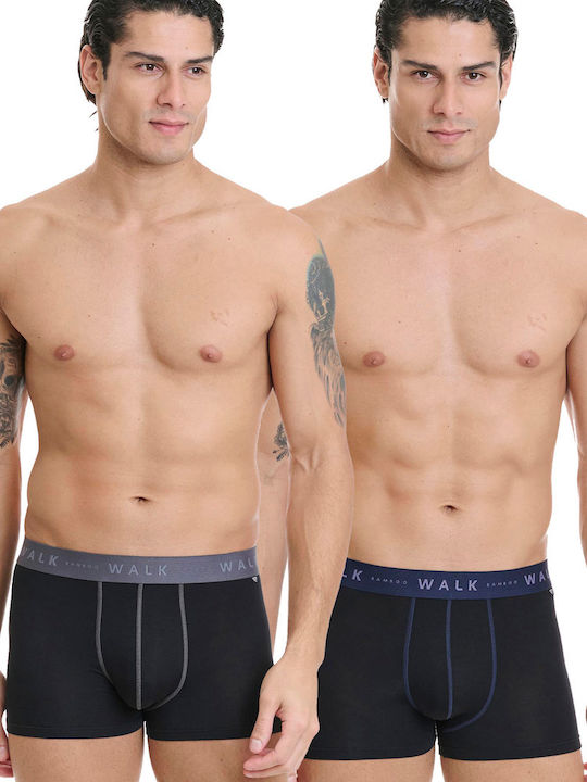 Walk Ανδρικά Μποξεράκια Μαύρο 2Pack