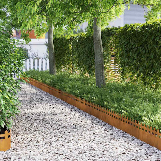 vidaXL Metal Garden Border in Brown Color 1.03m x 22cm