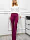 Dama Talie înaltă Tesatura Pantaloni Evazați cu Croială Slim Violet
