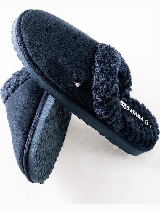 The Shoemart Winter Women's Slippers with Fur Blue