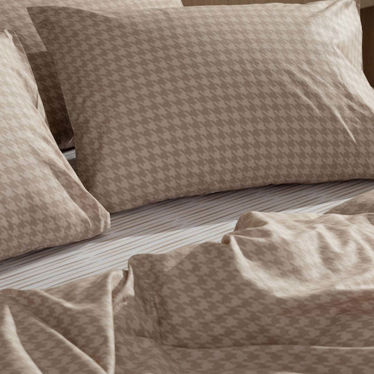 White Fabric Bettbezug Baumwolle Einzelbett 170x250 Lune Beige