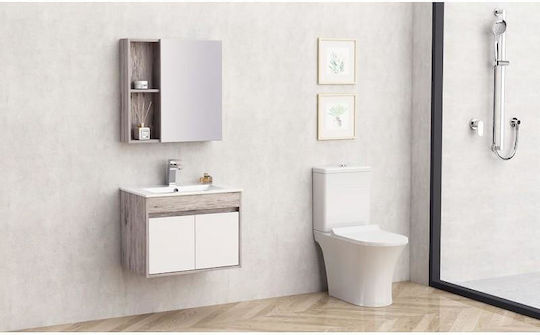 Inter Ceramic Square Bathroom Mirror from Plastic with Shelf and Cabinet 60x14cm