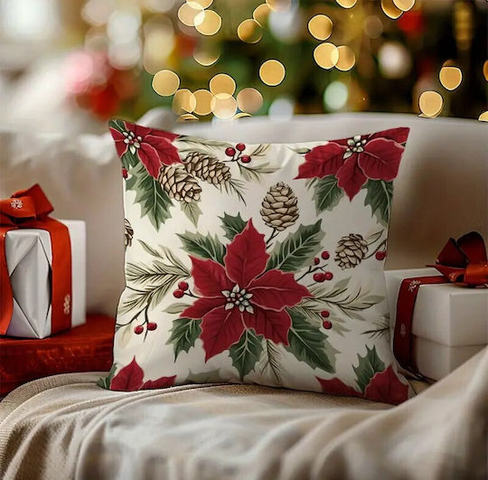By Queen Limited Festive Edition Kopfkissenbezug Holiday Classic Blätter Rote Beeren 45x45cm