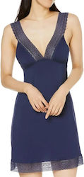 Lilly Χειμερινό Γυναικείο Νυχτικό Dark Blue Lilly Χειμερινό Γυναικείο Νυχτικό Dark Blue