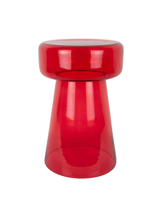 Rotund Măsuță auxiliară Corcho Din sticlă Bright Red L30xW30xH50cm.