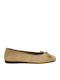 Leather Women's Beige Ballerina Shoes