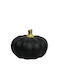 Keramik Kürbis Schwarz Gold Matt Groß 20,3cm 1/8 Stück