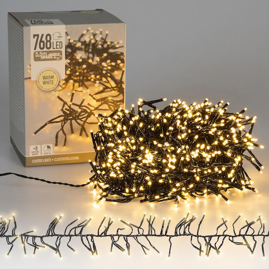 768 LED Лампички 5.5м Топло Бели Ленти