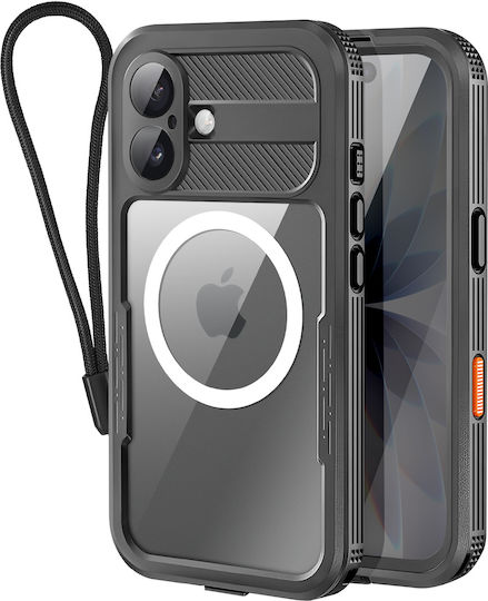 Shellbox Full Waterproof Case iPhone 17 Magsafe Shockproof Hand Strap Black