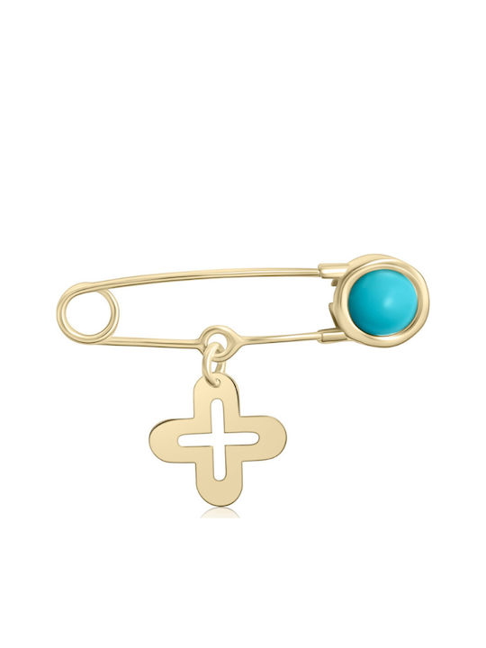 Ekan Child Safety Pin made of Gold 14K with Cross