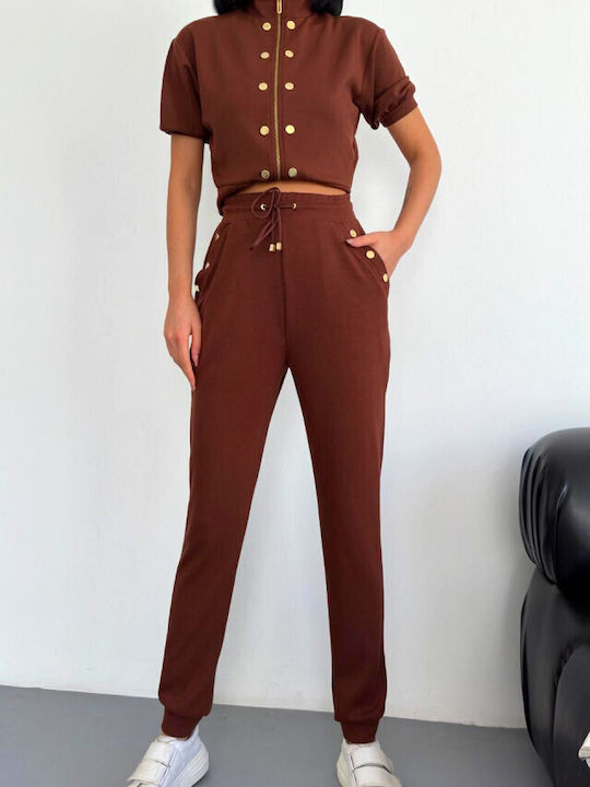 Femei Maro Set cu Pantaloni