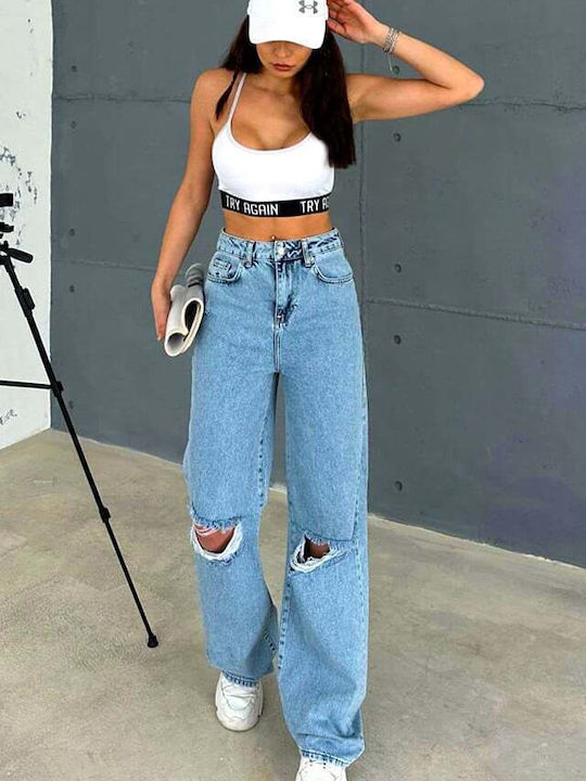High Waist Women's Jean Trousers in Baggy Line