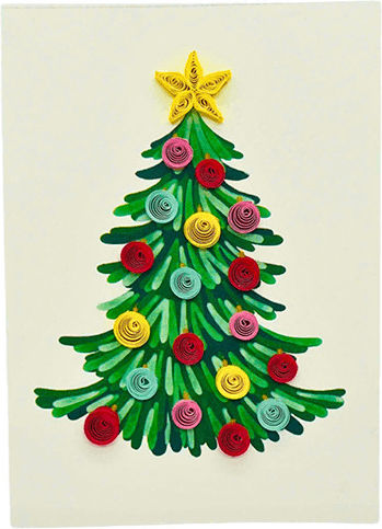 Origamo Greeting Card Mini Quilling Christmas Tree 10x7.8cm Filigrana
