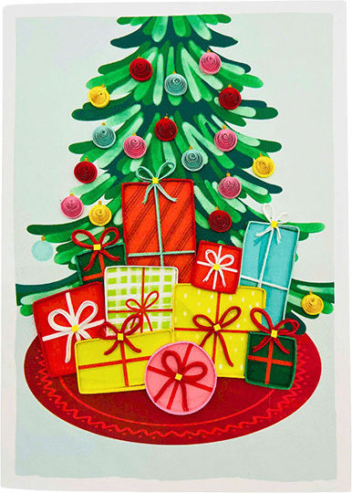 Origamo Greeting Card Quilling Gifts Under Tree 18.5x14cm Filigrana