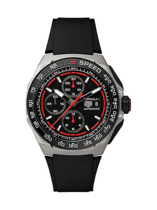 TAG Heuer Ανδρικό Ρολόι Μπαταρίας με Μαύρο Καουτσούκ Λουράκι