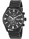 3Guys Men's Watch Chronograph Battery with Black Metal Bracelet