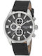 3Guys Men's Watch Chronograph Battery with Black Leather Strap