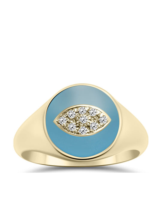 Chrilia Damen Ring mit Diamant & Emaille aus Gold 18K