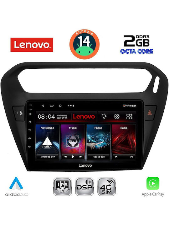 Lenovo Car Audio System for Peugeot 301 Citroen C-Elysee 2013 (Bluetooth/USB/WiFi/GPS/Apple-Carplay/Android-Auto) with Touch Screen 9"