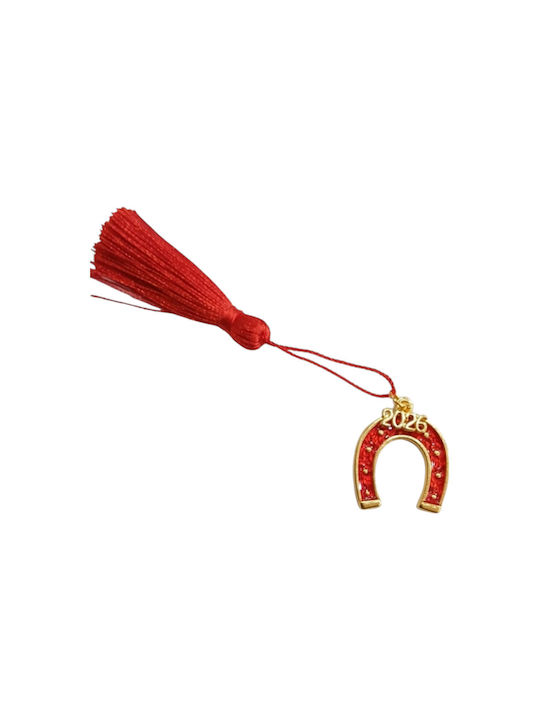 Kalliopi Silver Handmade Tabletop Lucky Charm Horseshoe Red 2026 3x3cm 1pcs