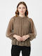 Damen Bluse Langärmelig Beige