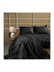 White Fabric Sheet Sets Queen 230x250cm. Parisienne Black 4pcs