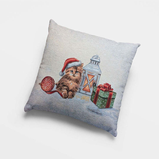 Christmas Pillow Case 45x45 Cotone Cat Candle