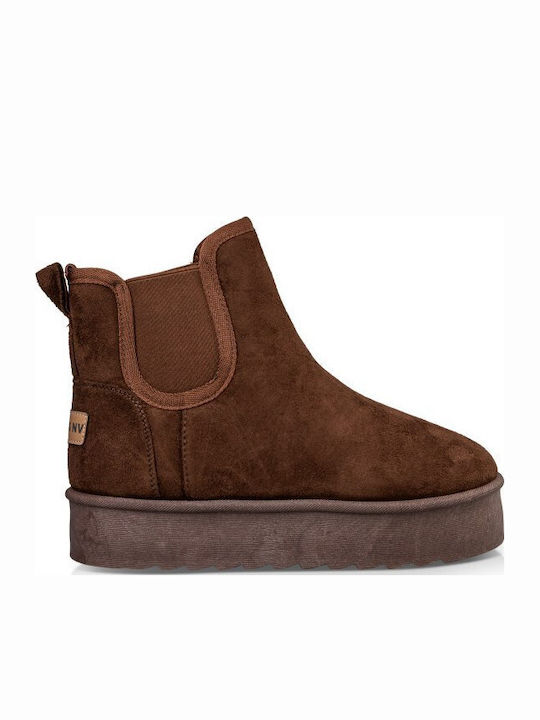 Envie Shoes Women's Ankle Boots with Fur Brown