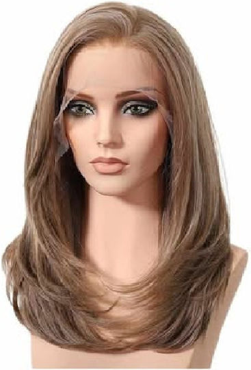 Wig with Synthetic Hair in Light Chestnut Color 45cm