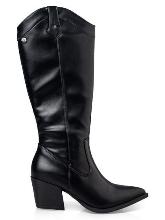 Synthetic Leather Cowboy Boots Black