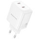 Borofone Charger Without Cable GaN with 2 USB-C Ports 45W Power Delivery / Quick Charge 3.0 Whites (BN31)