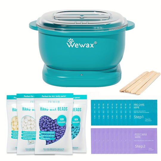 Kit Epilare cu Ceară Wewax Culoare Albastră 500 Ml