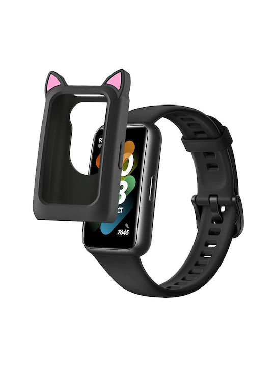Silikon Tragbare Hülle Cat Ears Huawei Honor Band 6/7 Schwarz Silikon Tragbare Hülle Cat Ears Huawei Honor Band 6/7 Schwarz