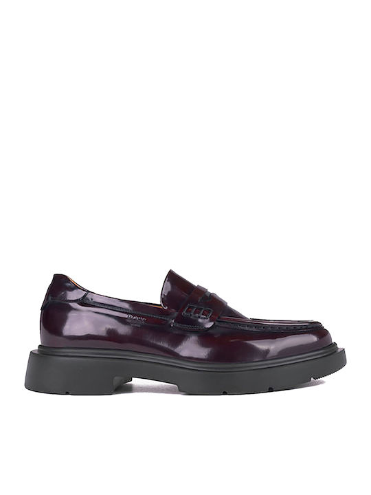 Boss Shoes Men's Leather Loafers Burgundy