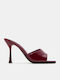 Women's Mules with Thin High Heel in Burgundy Color