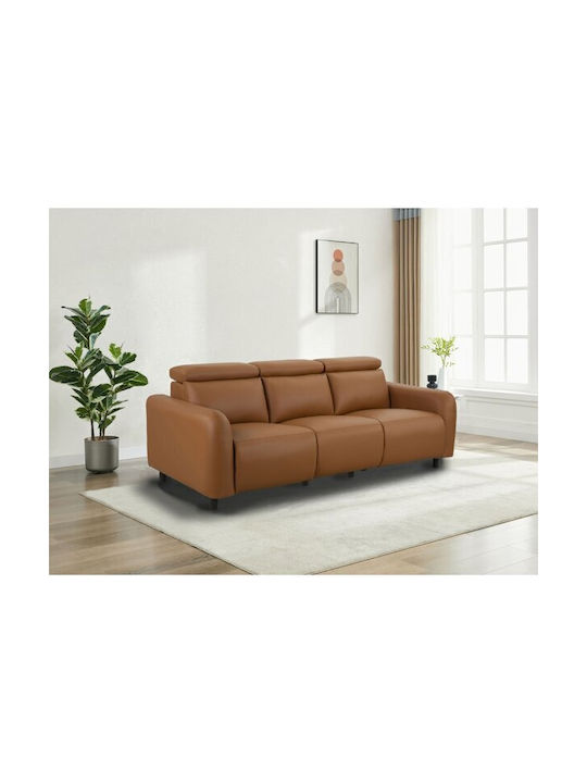 Denton 1511 Three-Seater Couch Artificial Leather Orange 229x100x100 cm